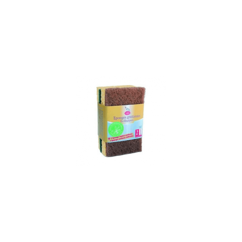 Eponges grattantes verte marron (ECODIS) x2
