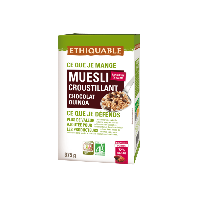 Muesli croustillant chocolat quinoa (Ethiquable) 375g