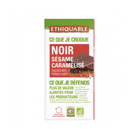 Chocolat noir sésame caramel (Ethiquable) 100g