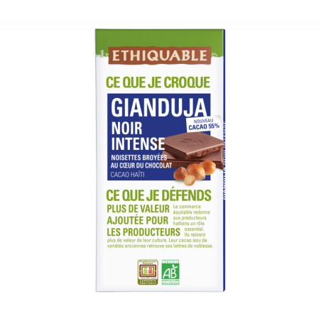 Chocolat noir 55% gianduja (Ethiquable) 100g