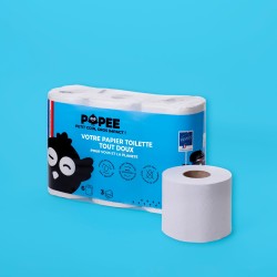 Papier toilette 3 plis (Popee) 6 rouleaux