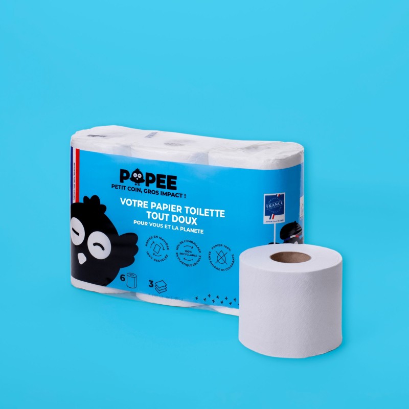 Papier toilette 3 plis (Popee) 6 rouleaux