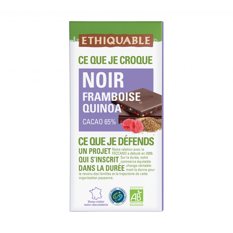 Chocolat noir quinoa framboise (Ethiquable) 100g
