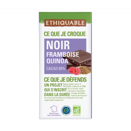 Chocolat noir quinoa framboise (Ethiquable) 100g